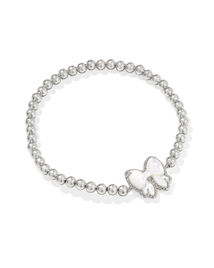 HALEY BOW STRETCH BRACELET SILVER IVORY MOTHER OF PEARL