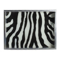 Handmade Glass and Metal Zebra Pattern Serving Tray from Senegal
