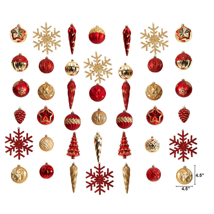Holiday Deluxe Shatterproof, 52 Count Christmas Tree Ornament Box Set, Reusable Container