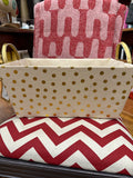 HOLIDAY RECTANGULAR BASKET W/GOLD DOTS