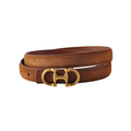 HORSEBIT BUCKLE EQUESTRIAN STITCHED SUEDE/NAPA LEATHER BELT - CARAMEL