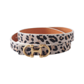 HORSEBIT BUCKLE EQUESTRIAN STITCHED SUEDE/NAPA LEATHER BELT - LEOPARD