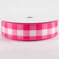 Hot Pink & White Buffalo Check Wired Ribbon - 1.5" x 50yds