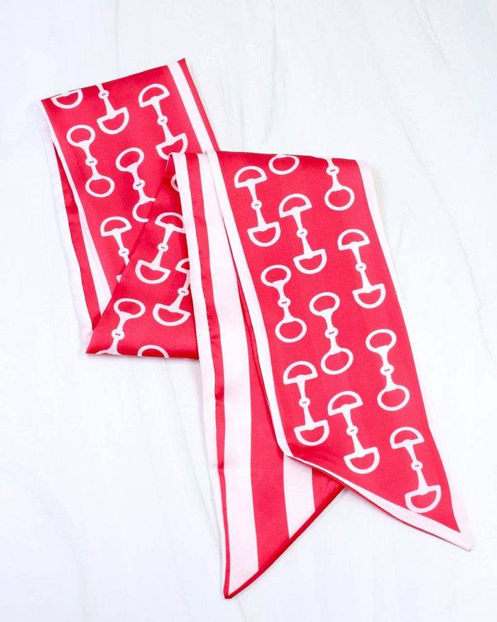 ILENE REVERSIBLE SKINNY SCARF - CRIMSON WHITE