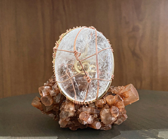 “IMPERIAL STATUS” BRONZE+COPPER CLEAR QUARTZ  RING