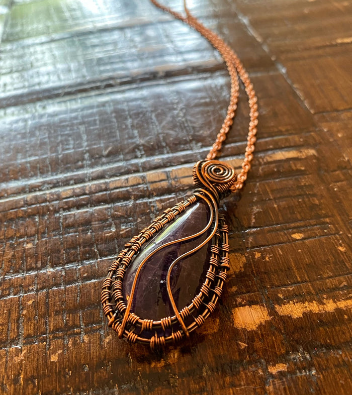 “INTRICATELY PEACEFUL” COPPER+AMETHYST NECKLACE