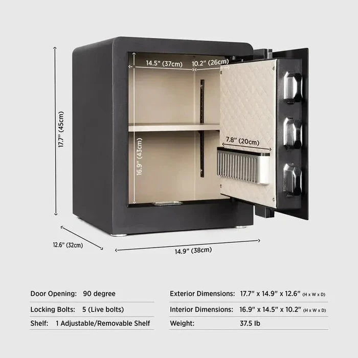 IslandSafe CBE45-BLK Biometric Security Safe Dimensions Door Open