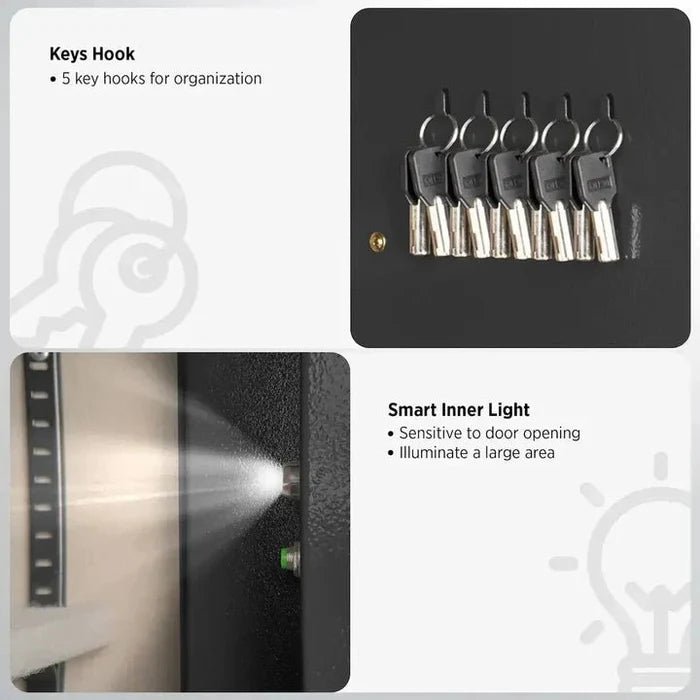 IslandSafe DSR45-BLK DataSavior Spacious Office Safe Key Hook & Light