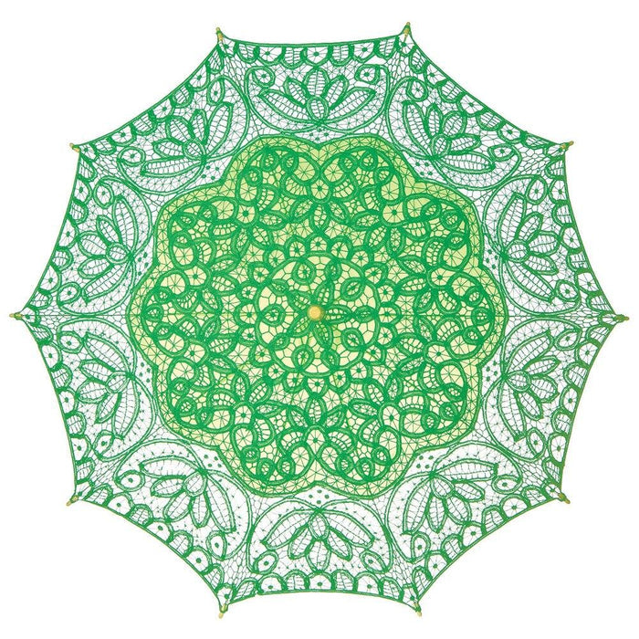 Kelly Green Battenburg Lace Parasol - PaperLanternStore.com - Paper Lanterns, Decor, Party Lights & More