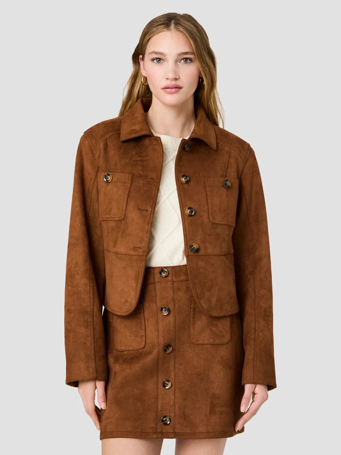 LANEY SUEDE TAILORED JACKET - TAN