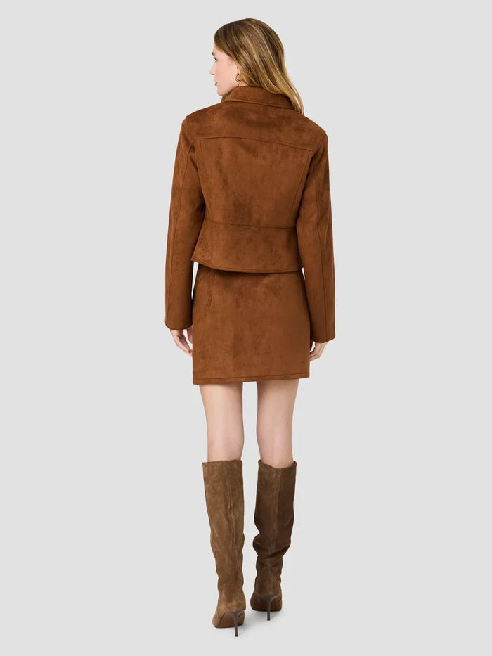 LANEY SUEDE TAILORED JACKET - TAN