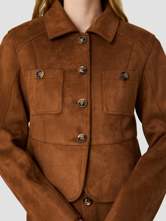 LANEY SUEDE TAILORED JACKET - TAN