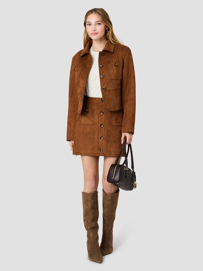 LANEY SUEDE TAILORED JACKET - TAN