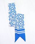 LANGSTON GEOMETRIC SKINNY SCARF - BLUE WHITE