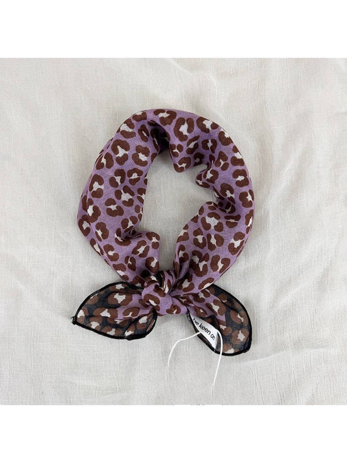 LEOPARD PRINT SQUARE SCARF - PURPLE