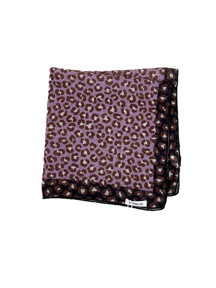 LEOPARD PRINT SQUARE SCARF - PURPLE