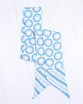 LUCY FLORAL SKINNY SCARF - LIGHT BLUE WHITE