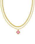 Mallory Rose Gold Multi Strand Necklace, Blush Ivory Mother of Pearl