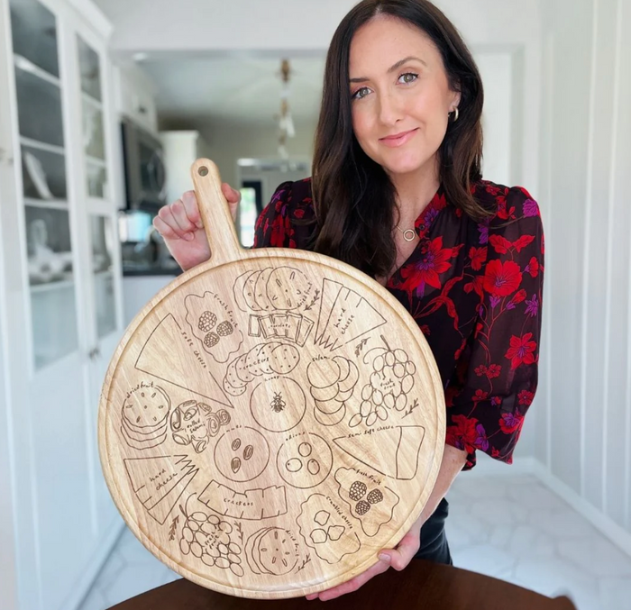 MEG QUINN CHEESE MAP BOARD - ROUND WITH HANDLE 22X17 - IN STORE PICK UP ONLY