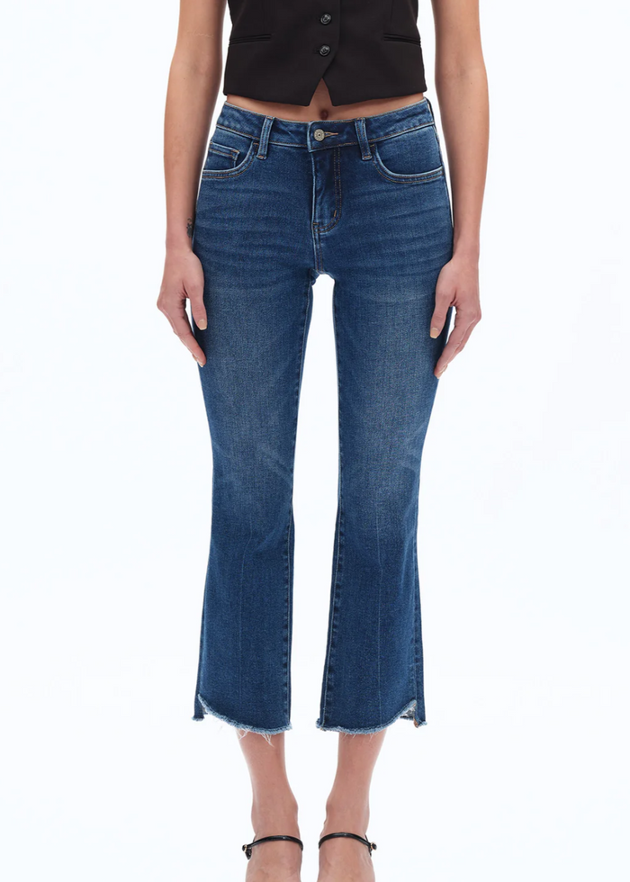 Mid Rise Cropped Bootcut Denim Jeans, Diamonds