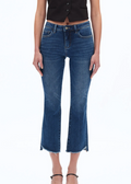 Mid Rise Cropped Bootcut Denim Jeans, Diamonds
