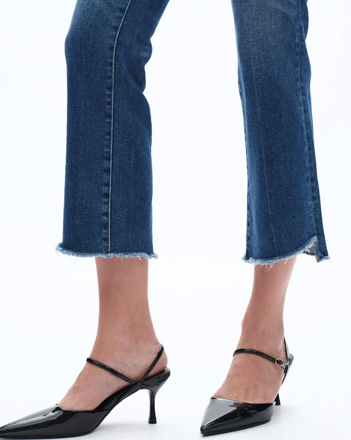 Mid Rise Cropped Bootcut Denim Jeans, Diamonds