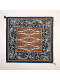 NAVY RETRO FLORAL PRINT TASSEL SQUARE SCARF - NAVY