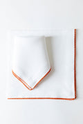 Linen dinner napkin with hand stitched Picot edge.