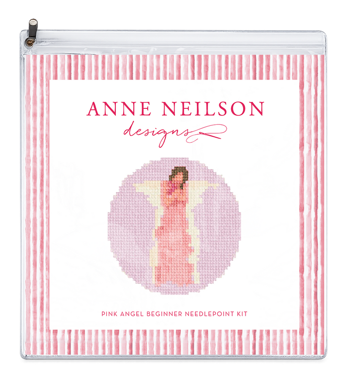 PINK ANGEL BEGINNER NEEDLEPOINT KIT