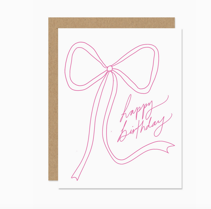 Pink Bow Birthday Card