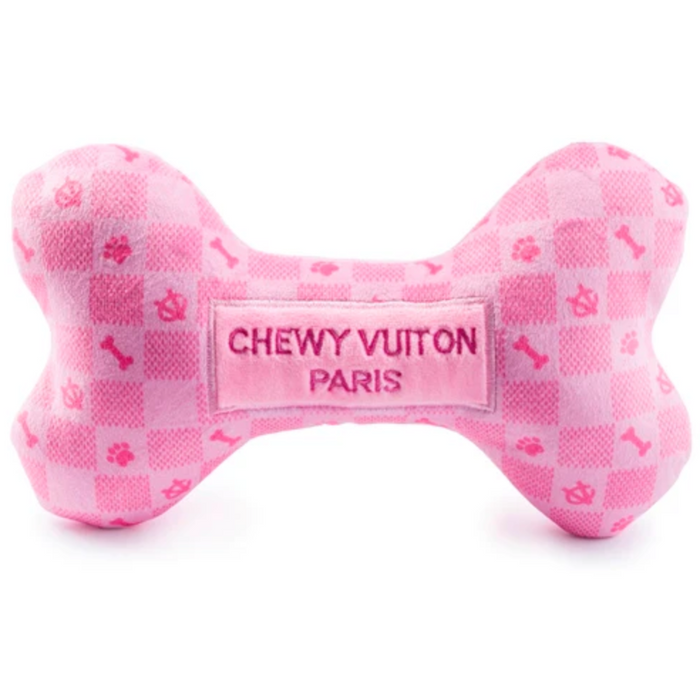 Pink Checker Chewy Vuitton Bone, Extra Large
