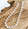POTATO PEARL STUDDED NUGGET BRASS NECKLACE - WHITE/GOLD