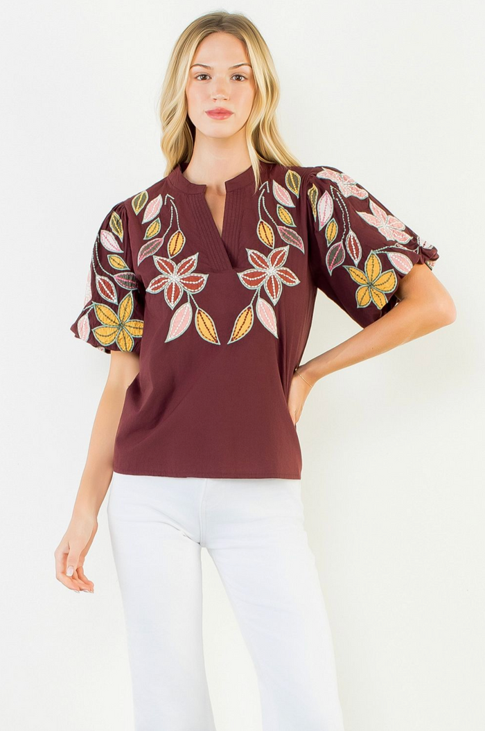 PUFF SLEEVE EMBROIDERY DETAIL