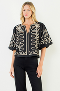 PUFF SLEEVE EMBROIDERY TOP