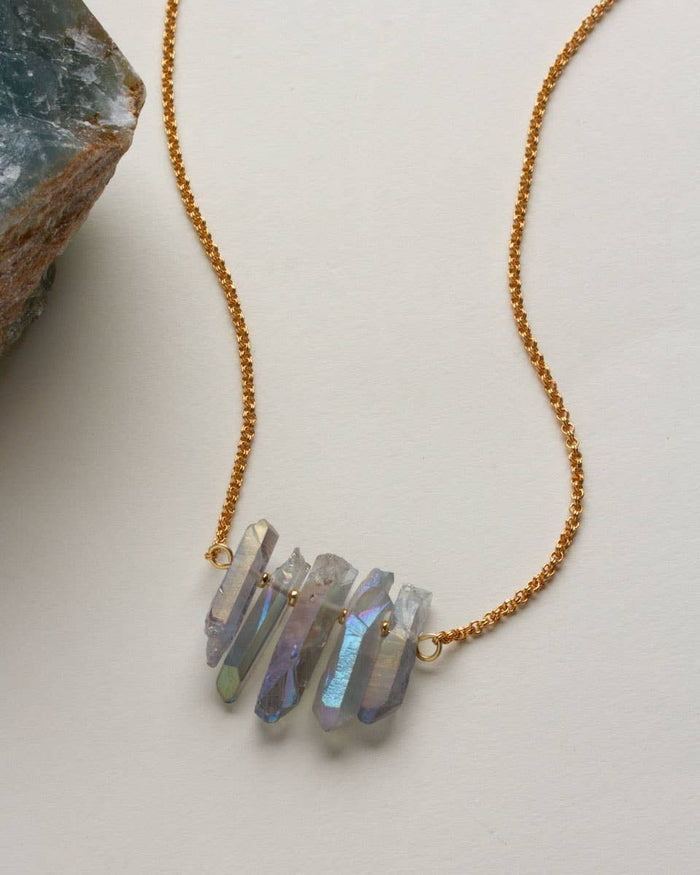 Rainy Day Necklace - Rainbow Quartz