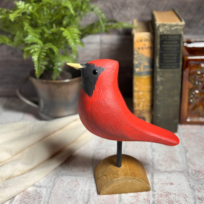 Red Cardinal Wood Figurine, The Painted Bird by Richard Morgan