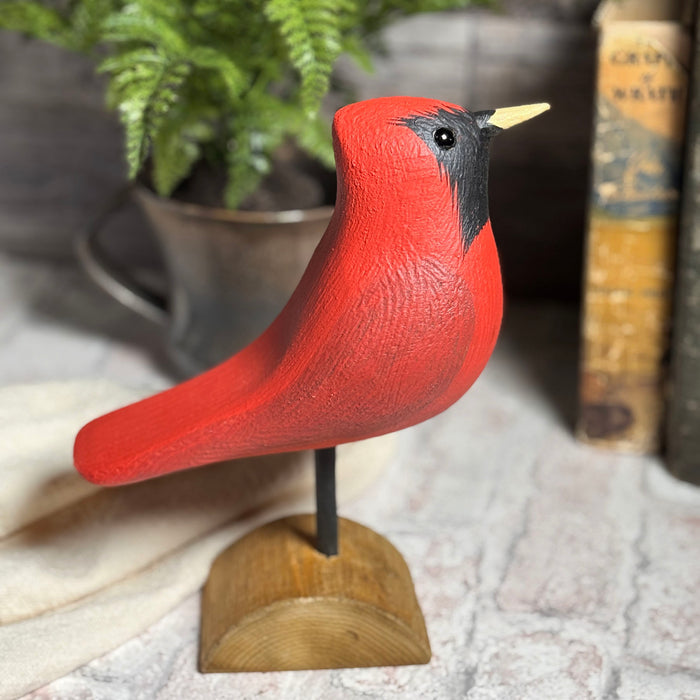 Red Cardinal Wood Figurine, The Painted Bird by Richard Morgan