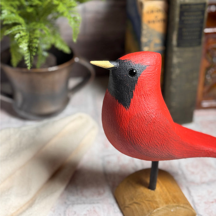 Red Cardinal Wood Figurine, The Painted Bird by Richard Morgan