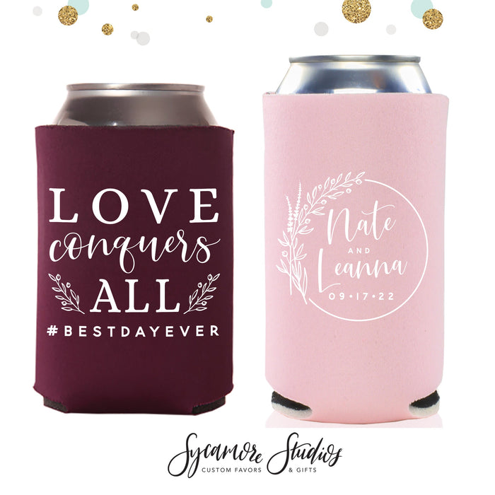 Regular & Slim Can Cooler Wedding Package #156RS - Love Conquers All