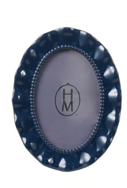 RESIN AND GLASS OVAL WAVY PHOTO FRAME - 2 COLORS