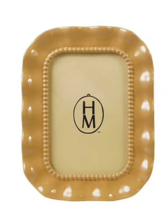 RESIN AND GLASS RECTANGLE WAVY PHOTO FRAME - 2 COLORS