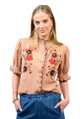 RIBBON EMBROIDERED SHIRT - ORANGE
