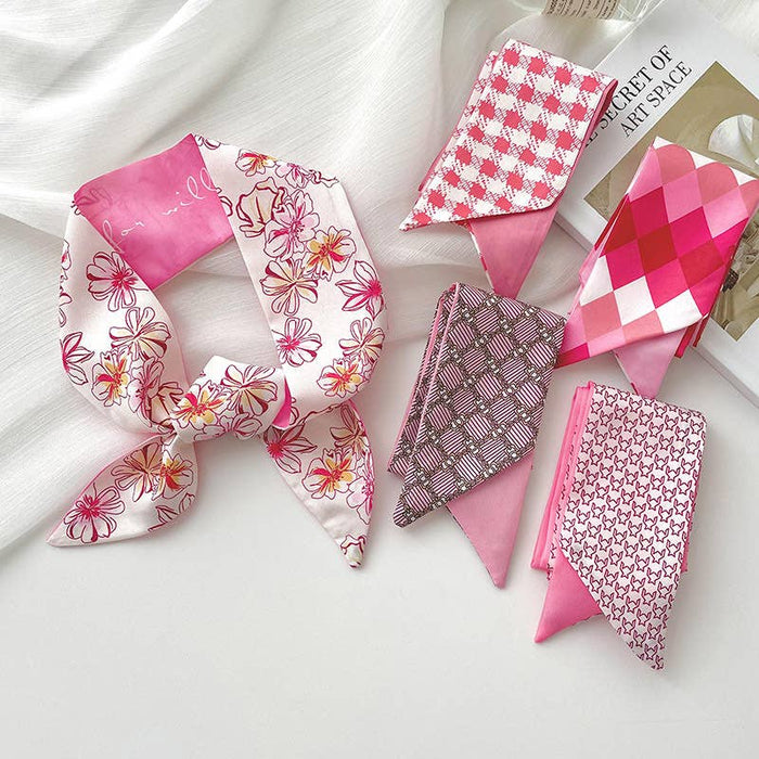 ROMANTIC PINK SKINNY SCARF - CHECKED