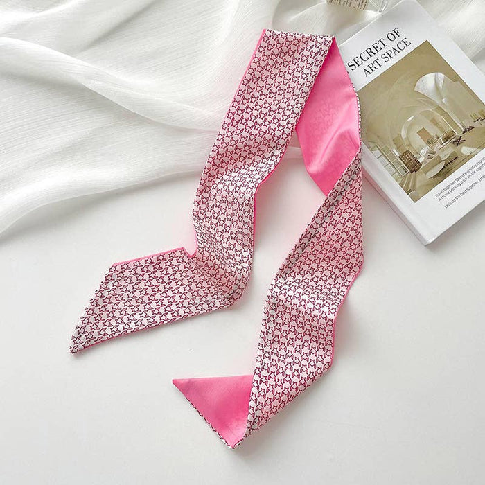 ROMANTIC PINK SKINNY SCARF - CHECKED
