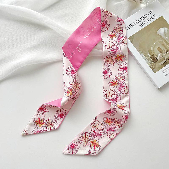 ROMANTIC PINK SKINNY SCARF - CHECKED