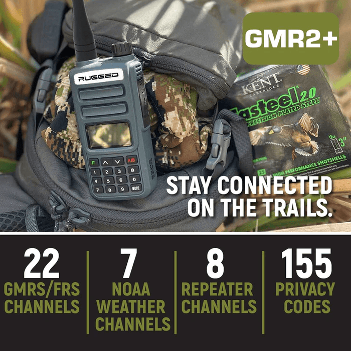 Rugged GMR2 PLUS GMRS and FRS Two Way Handheld Radio with Removable Antenna