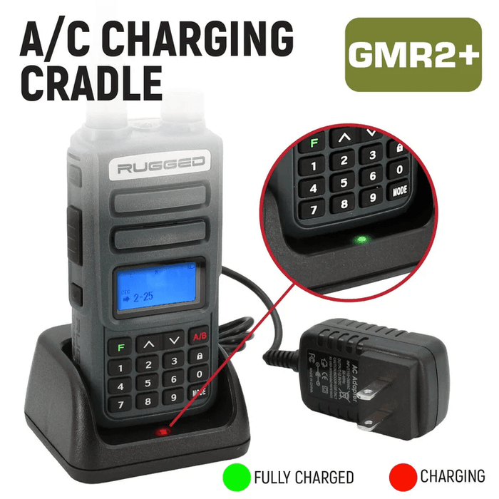 Rugged GMR2 PLUS GMRS and FRS Two Way Handheld Radio with Removable Antenna