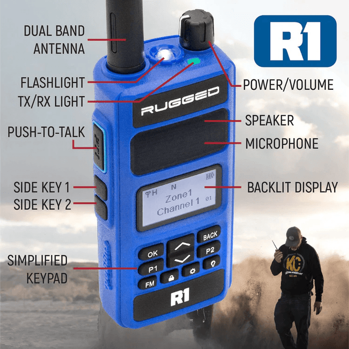Rugged Radios R1 DMR Dual Band VHF/UHF Commercial Handheld Radio