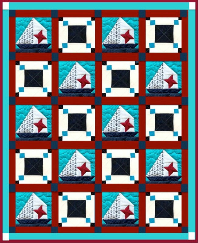 Sailboats & Stars Digital Quilt Pattern