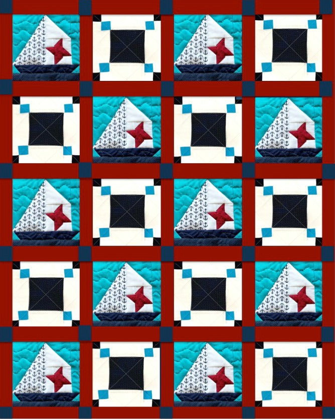 Sailboats & Stars Digital Quilt Pattern